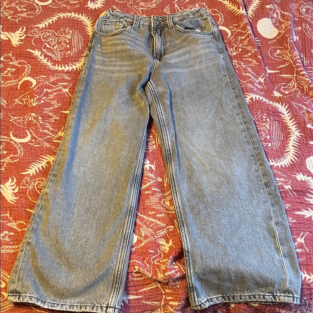 Zara Wide Leg Jeans in gray size 10 adjustable waist